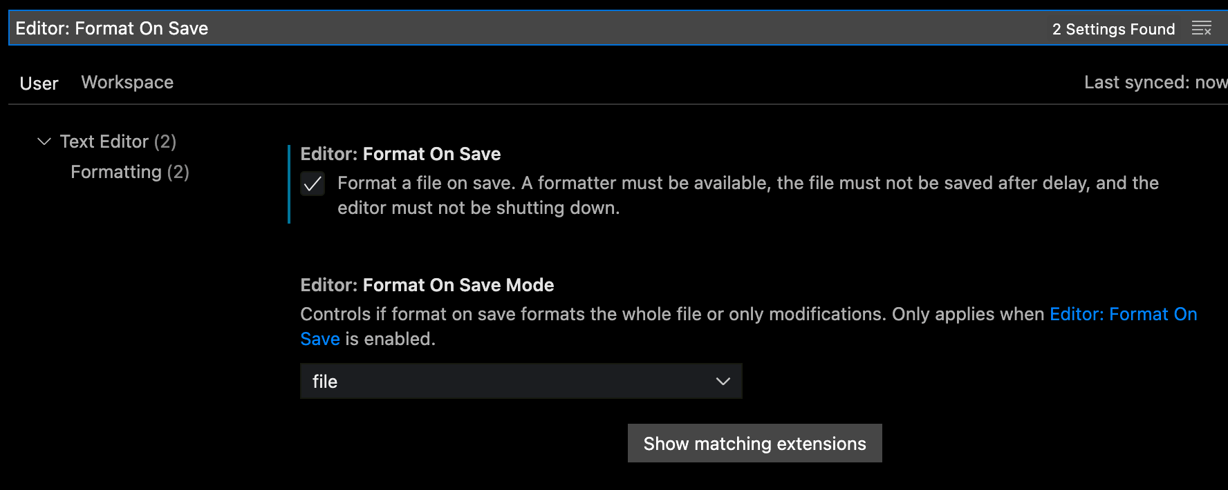 VS Code formatting